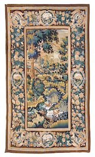 A French Wool Tapestry Height 98 1/2 x width 58 1/2 inches.
