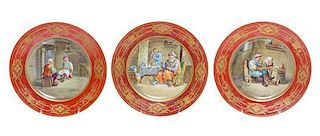 * A Set of Twelve Sevres Style Porcelain Plates Diameter 9 1/2 inches.