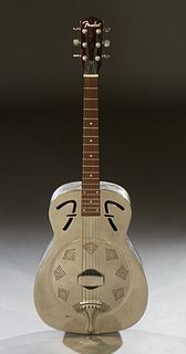 Fender Resonator Guitar, Serial # KY04030063, in a soft sided guitar case, H.- 39 in., W.- 14 in., D.- 3 1/2 in.