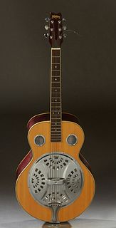 Washburn Parlor Resonator Acoustic Guitar, in a hard case, Ser. # 97071928, H.- 40 3/4 in., W.- 16 in., D.- 4 1/4 in.