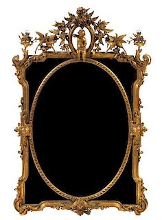 A Louis XVI Style Giltwood Mirror Height 59 x width 48 1/2 inches.