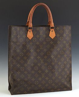 Louis Vuitton Sac Plat Handbag, in brown monogram coated canvas with vachetta leather accents and brass hardware, opening to a beige coated leather, H