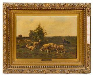Albert Charpin, (French, 1842-1924), Flock of Sheep