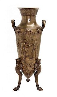 A French Neoclassical Bronze Vase Height 22 inches.