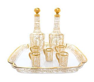 * A Continental Gilt Decorated Glass Liquor Service Height of tallest 9 inches.
