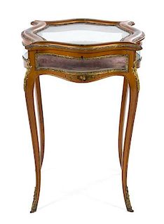 A Louis XV Style Vernis Martin Vitrine Table Height 28 1/2 x width 21 x depth 21 inches.