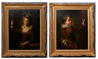 After Alexis Grimou (1678-1733, French), Pair of Paintings, "The Girl Pilgrim," and "The Young Pilgrim," 20th c., pair of oils on canvas, unsigned, ea