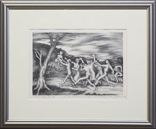 John McCrady (1911-1968, Louisiana), "Mississippi Family," 20th c., lithograph, signed in pencil lower right, titled in pencil lower left, "In remembr