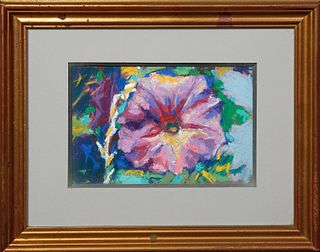 Joachim Cassell (20th c., Spain/New Orleans), "Pink Petunia," 1993, pastel on paper, signed and dated in pencil lower left, presented in a gilt frame,