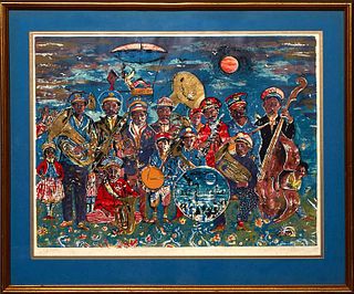 Noel Rockmore (1928-1995, New Orleans), "Jazz Ensemble," 1978, lithograph, editioned 247/265 in pencil lower left, signed an dated lower right, presen