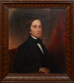 Virginia School, "Portrait of a Gentleman," 19th c., oil on canvas, unsigned, presented in a wood frame, H.- 29 3/8 in., W.- 24 5/8 in., Framed H.- 36