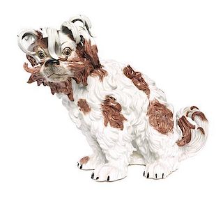 A Dresden Porcelain Dog Width 22 inches.