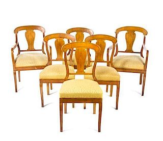 A Set of Six Biedermeier Dining Chairs Height 37 1/4 inches.