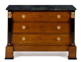 * An Empire Mahogany Commode Height 31 x width 43 x depth 21 inches.