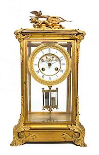 * A German Gilt Bronze Regulator Clock Height 18 1/4 inches.