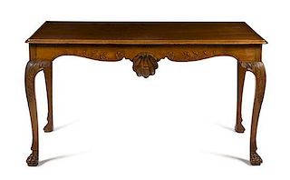 An Irish George III Mahogany Console Table Height 31 x width 57 1/2 x depth 29 1/2 inches.
