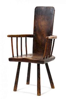 A George III Primitive Ash Armchair Height 42 ½ inches.