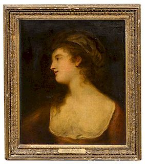 Attributed to George Romney, (British, 1734-1802), A Profile Study of Emma, Lady Hamilton