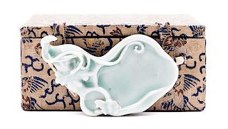 * A Chinese Porcelain Ink Stone Width 4 inches.