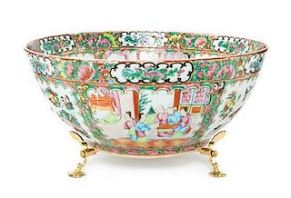 A Chinese Rose Medallion Porcelain Punch Bowl Diameter 15 3/4 inches.