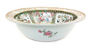A Chinese Export Rose Medallion Porcelain Wash Basin Diameter 16 inches.