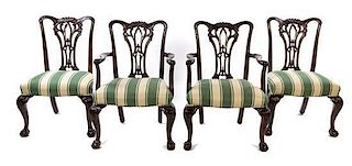 * A Set of Four George II Style Mahogany Chairs Height 38 x width 25 1/4 x depth 25 inches.