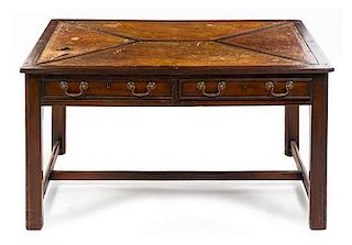 A George III Style Mahogany Quartet Table Height 25 x width 47 1/2 x depth 35 1/2 inches.