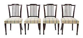 A Set of Four Sheraton Style Mahogany Side Chairs Height 35 inches.