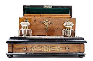 A Brass Mounted Writing Box Height 9 1/8 x width 12 3/8 x depth 9 1/4 inches.