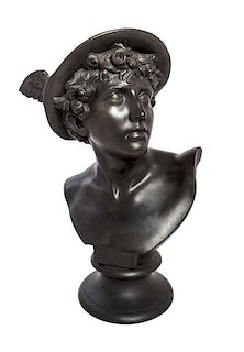 * A Wedgwood Basalt Bust of Mercury Height 18 inches.
