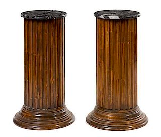 A Pair of English Oak Pedestals Height 31 inches.