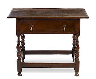 A William and Mary Side Table Height 27 x width 36 1/2 x depth 22 1/8 inches.
