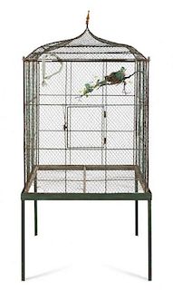 * A Victorian Metal Bird Cage Height 79 3/4 x width 36 x depth 36 inches