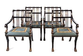 A Set of Four Neoclassical Style Painted Armchairs Height 37 3/4 inches.