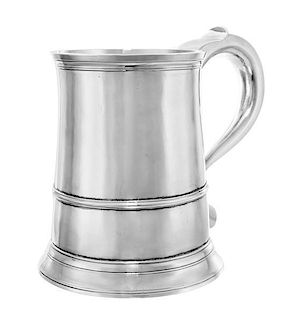 A George III Silver Mug, James Crawford, Newcastle, 1772, of tapering cylindrical form with banded decoration on the body and ra