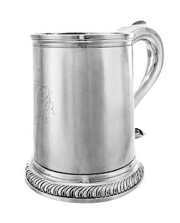 A George III Silver Mug, Likely James Crawford, Newcastle, 1790, of tapering cylindrical form having a circular base decorated w