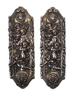 Two Elkington Silver-Plate Plaques Height 12 1/2 inches.
