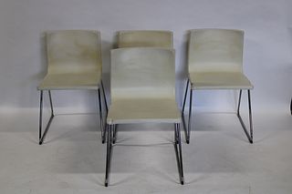 4 Vintage Leather And Chrome Chairs