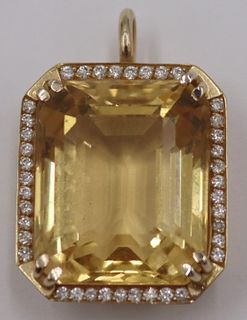 JEWELRY. 14kt Gold Diamond and Colored Gem Pendant