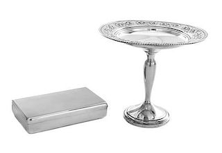 * An George V Silver Box, James Dixon & Sons Ltd, Sheffield, 1912, of rectangular form, together with an American silver compote