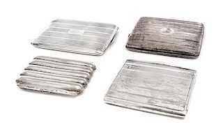 A Group of Six Silver and Silver-Plate Smoking Articles, , comprising two silver cigarette cases and a lighter, together with tw