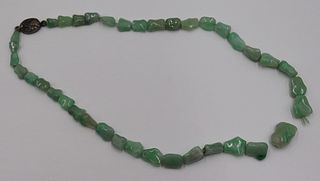 JEWELRY. Chinese Jade and Silver Necklace.