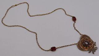 JEWELRY. 14kt Gold Necklace with Filigree Heart