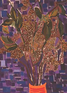 Lynne Mapp Drexler, Am. 1928-1999, "To Seed" 1984, Oil on canvas, framed