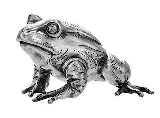 An Italian Silver Frog, Mario Buccellati, Milan, realistically modeled.