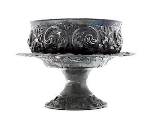 * An American Silver Art Noveau Tazza, Whiting & Co., Early 20th Century, having foliate decorated border and foot rim, raised o