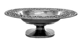 * An American Silver Footed Center Bowl, Graff. Washbourne & Dunn, Early 20th Century, of oval form with open scrolling edge.