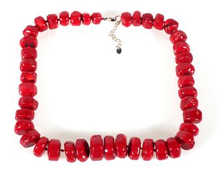 Lucas Lameth Red Coral Sterling Necklace