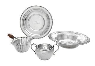 Four American Silver Serving Articles, Gorham Mfg. Co., Providence, RI, comprising a bowl, a circular tray, a sugar and a brandy