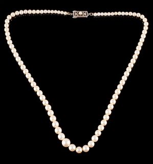 Vintage Mikimoto Pearl Necklace Silver Clasp
